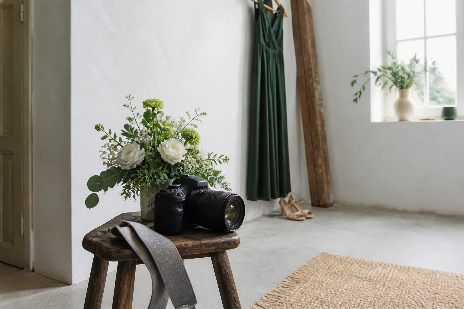 Appareil photo et accessoires de reportage de mariage — illustration générée par IA