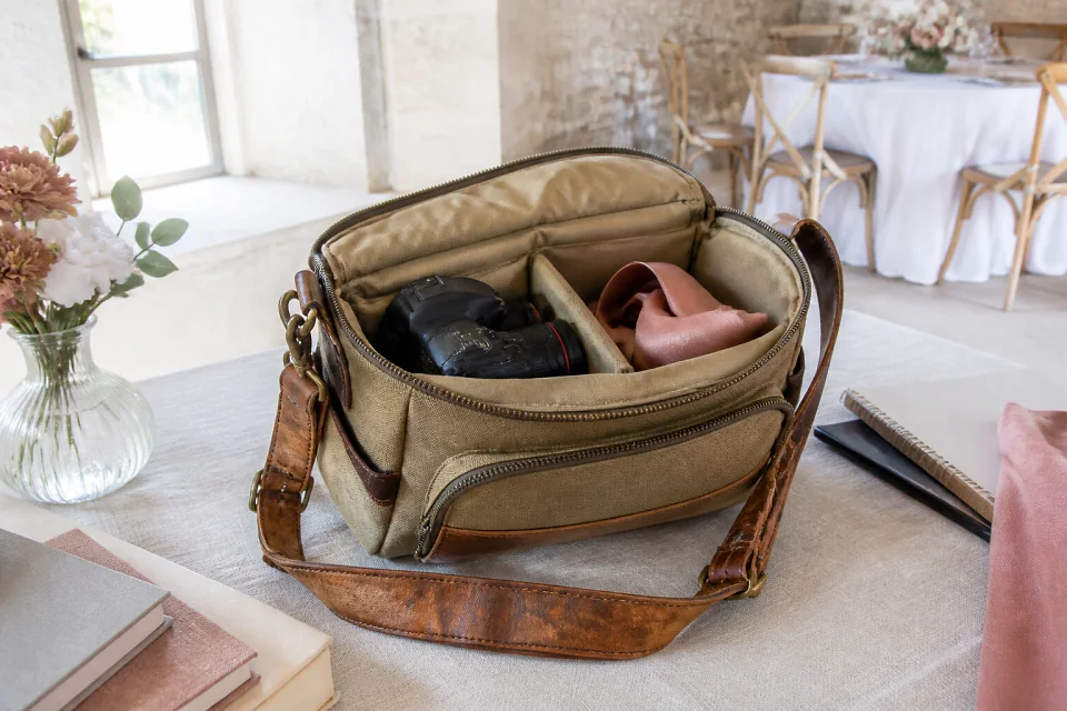 Appareil photo et accessoires de reportage de mariage — illustration générée par IA
