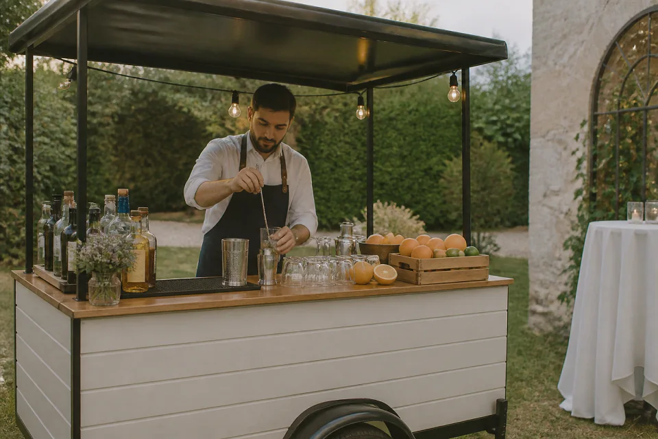 Service mobile de restauration pour une réception — illustration générée par IA