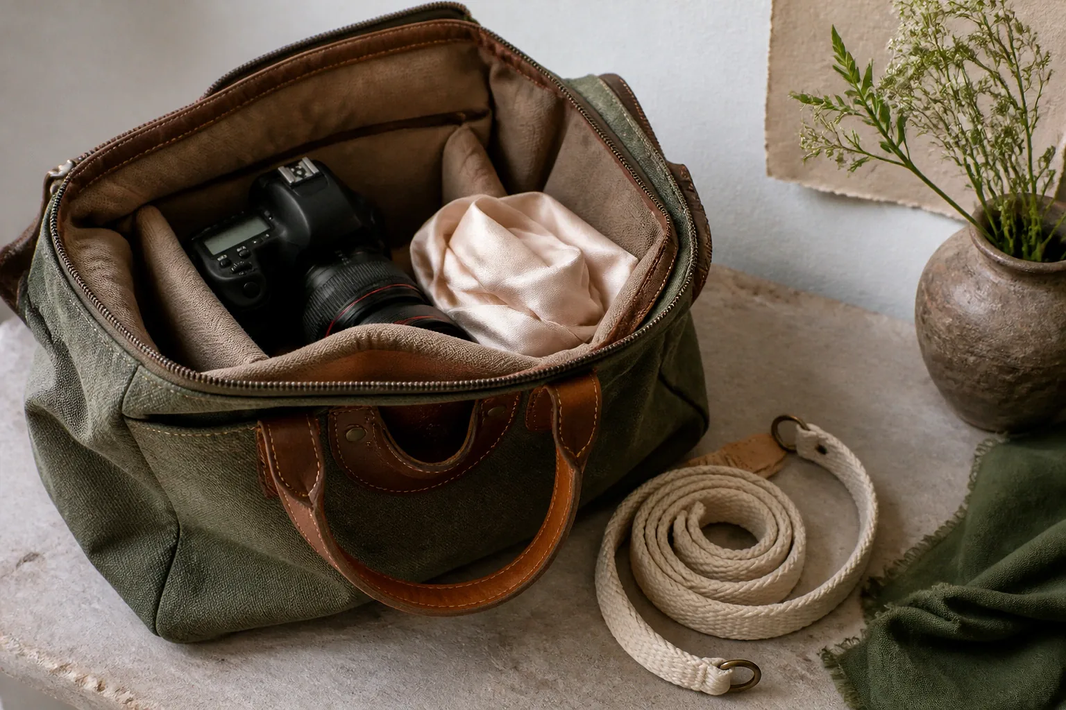 Appareil photo et accessoires de reportage de mariage — illustration générée par IA