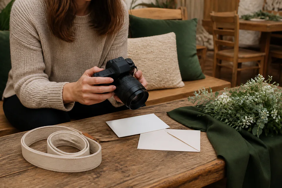 Appareil photo et accessoires de reportage de mariage — illustration générée par IA