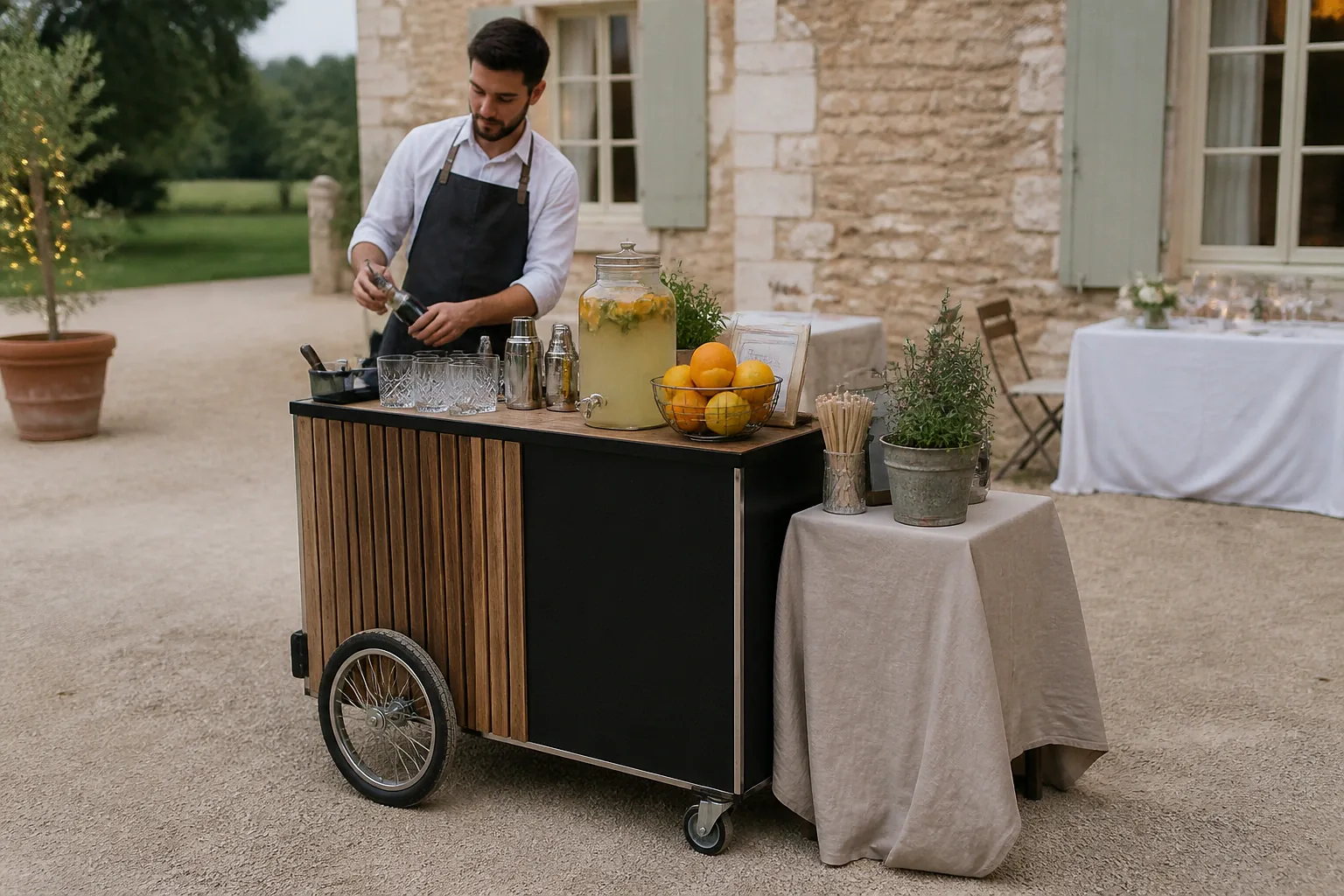 Service mobile de restauration pour une réception — illustration générée par IA