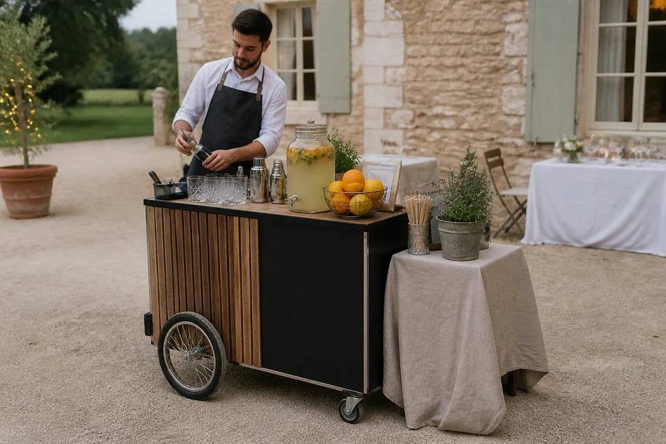 Service mobile de restauration pour une réception — illustration générée par IA