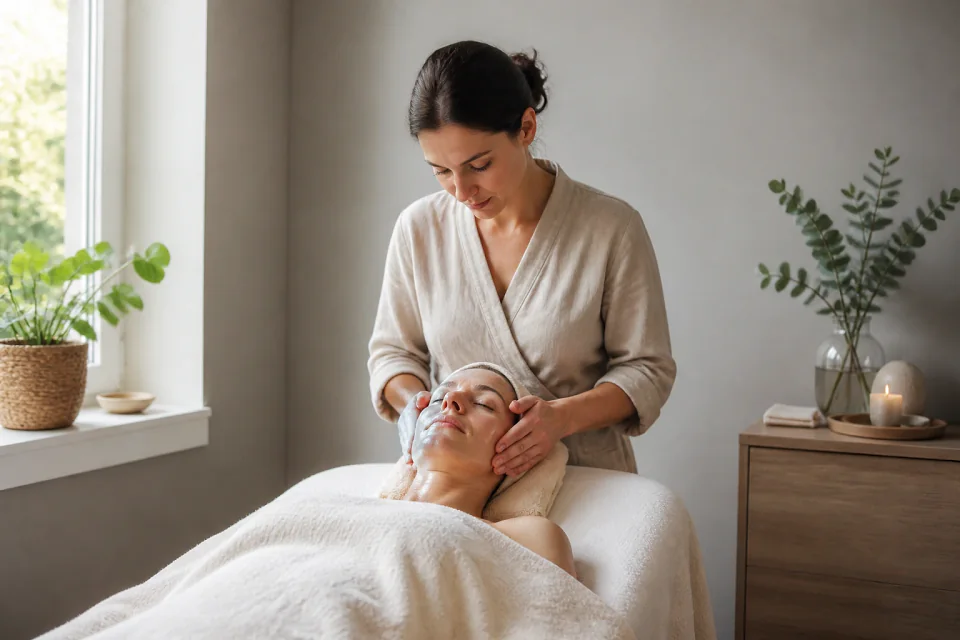 Préparation de soins esthétiques avant un mariage — illustration générée par IA