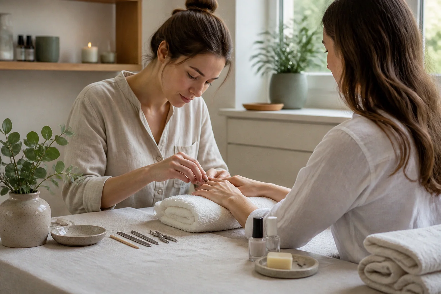 Préparation de soins esthétiques avant un mariage — illustration générée par IA