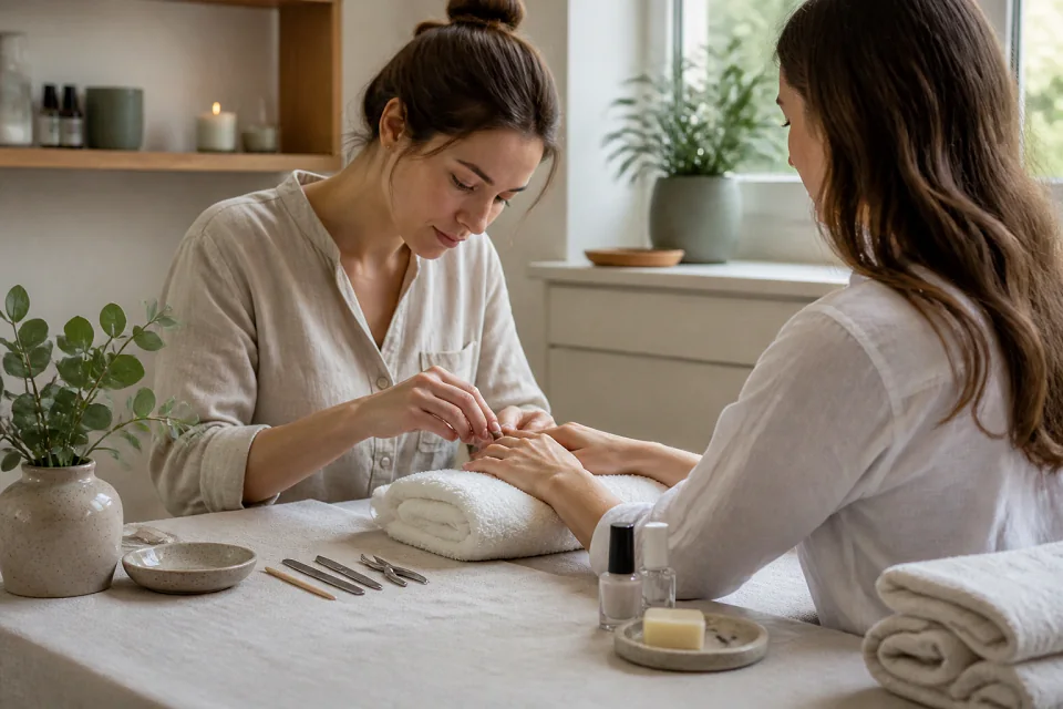 Préparation de soins esthétiques avant un mariage — illustration générée par IA