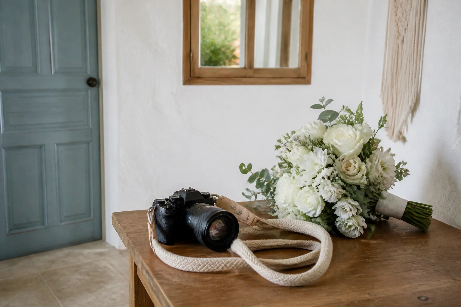 Appareil photo et accessoires de reportage de mariage — illustration générée par IA