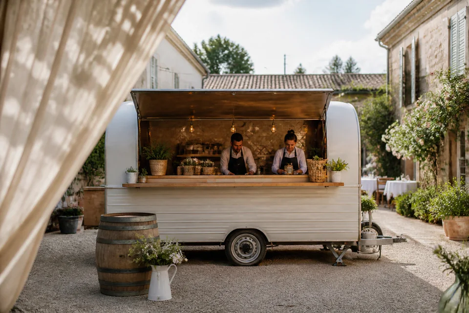 Service mobile de restauration pour une réception — illustration générée par IA