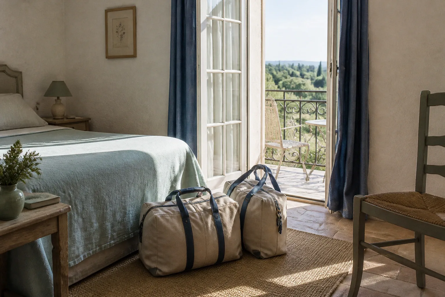 Bagages et hébergement pour un voyage de noces — illustration générée par IA