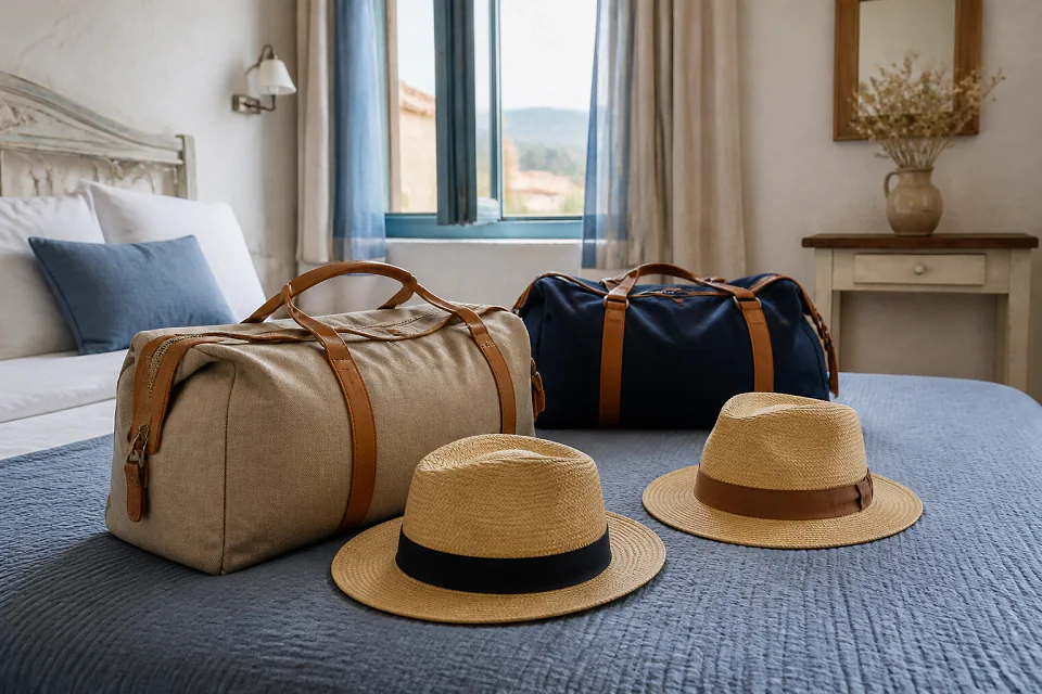 Bagages et hébergement pour un voyage de noces — illustration générée par IA