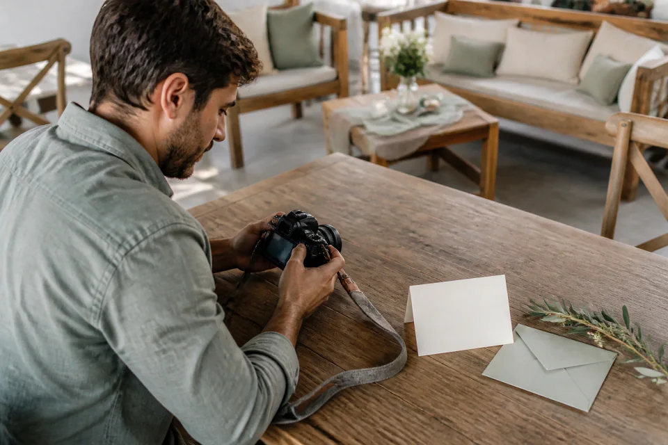 Appareil photo et accessoires de reportage de mariage — illustration générée par IA
