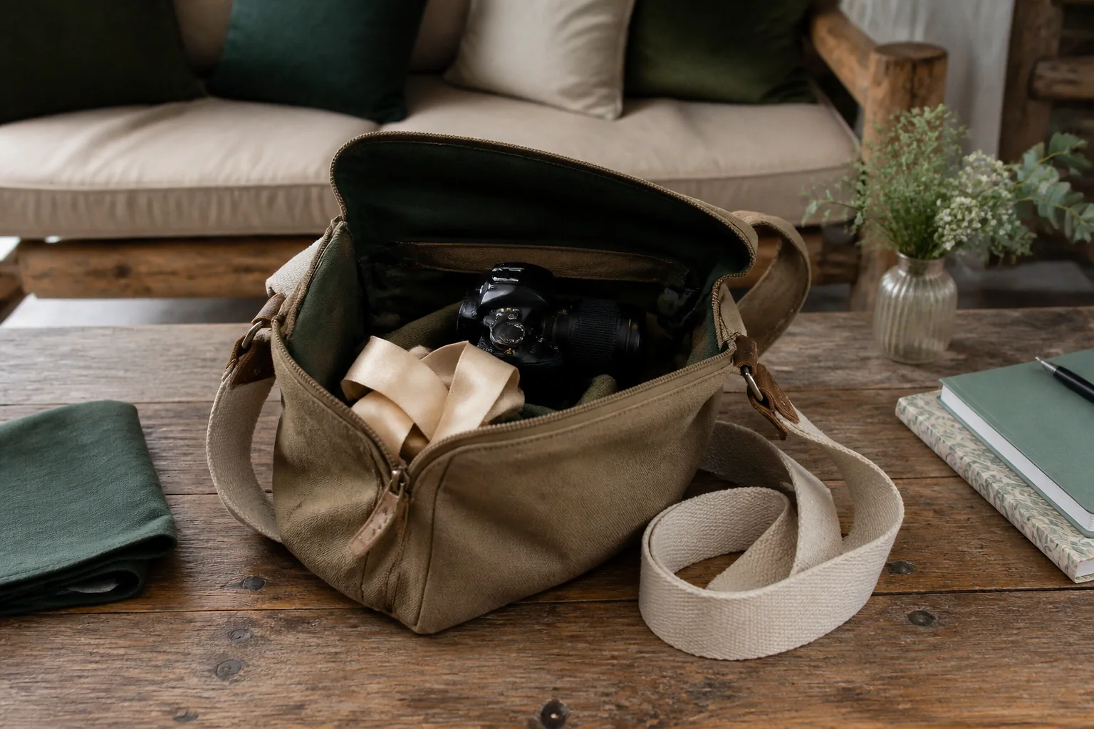 Appareil photo et accessoires de reportage de mariage — illustration générée par IA
