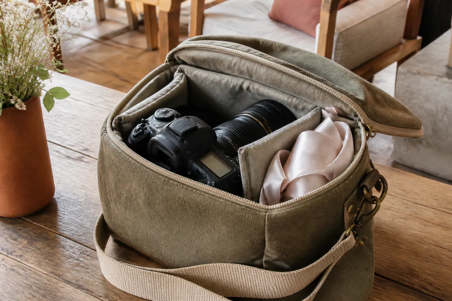 Appareil photo et accessoires de reportage de mariage — illustration générée par IA