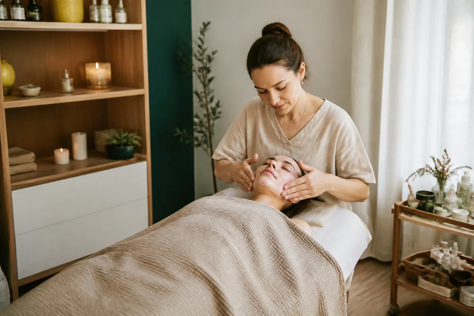 Préparation de soins esthétiques avant un mariage — illustration générée par IA