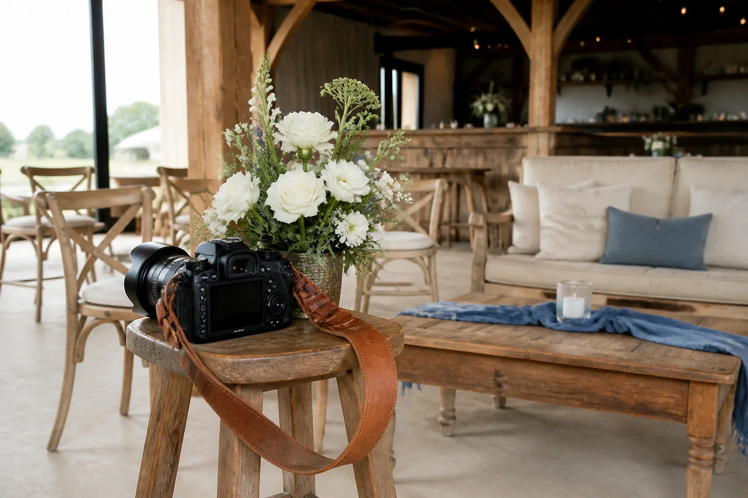 Appareil photo et accessoires de reportage de mariage — illustration générée par IA