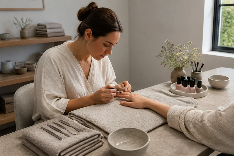 Préparation de soins esthétiques avant un mariage — illustration générée par IA