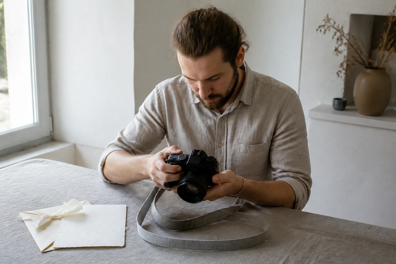 Appareil photo et accessoires de reportage de mariage — illustration générée par IA