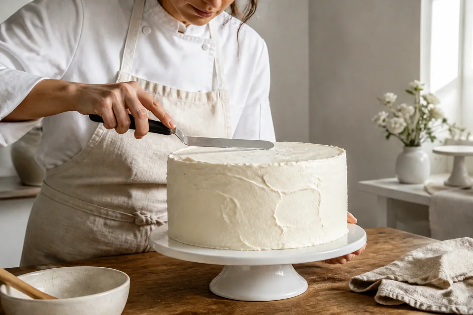 Gâteau de mariage préparé dans un atelier — illustration générée par IA