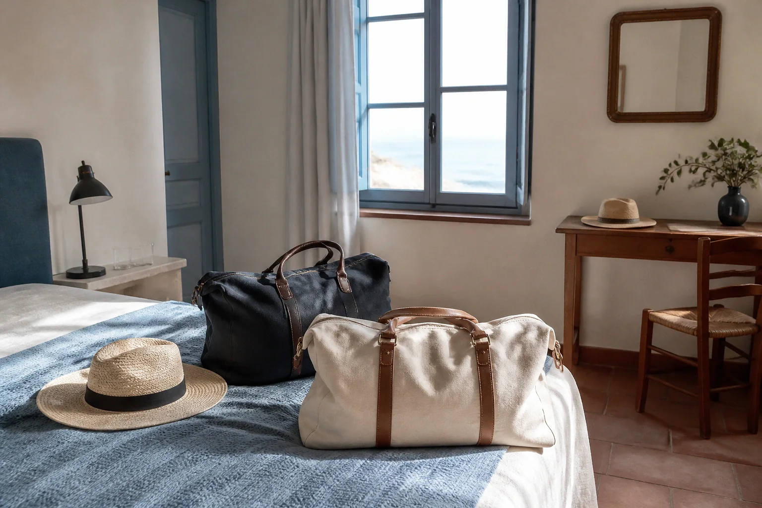 Bagages et hébergement pour un voyage de noces — illustration générée par IA