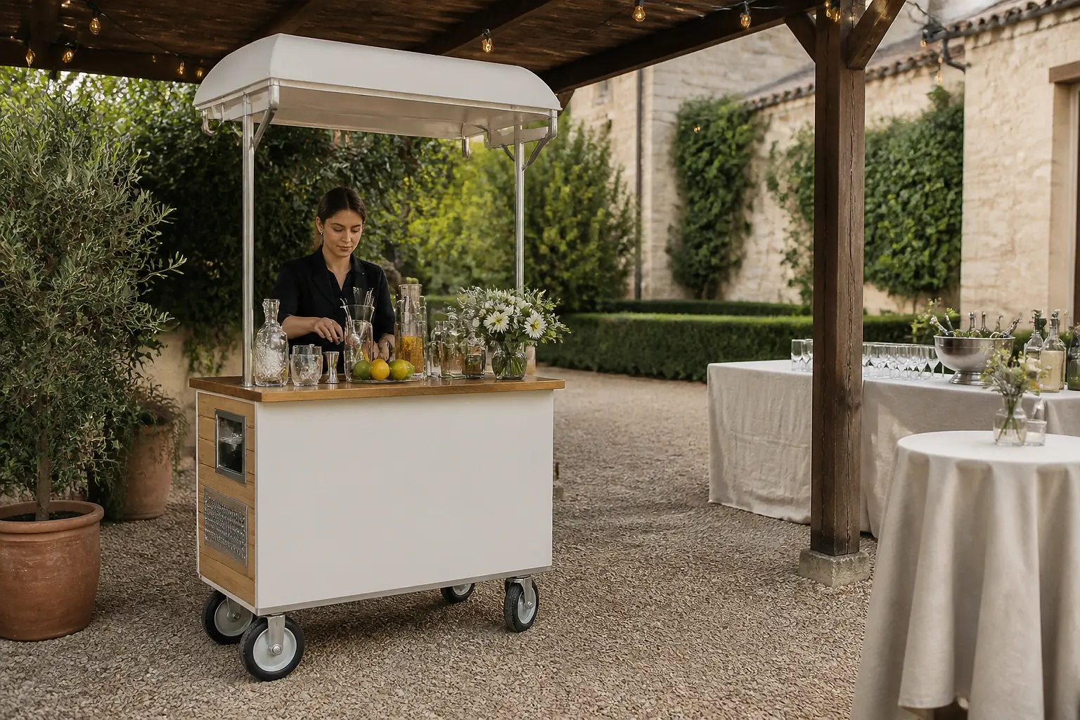 Service mobile de restauration pour une réception — illustration générée par IA