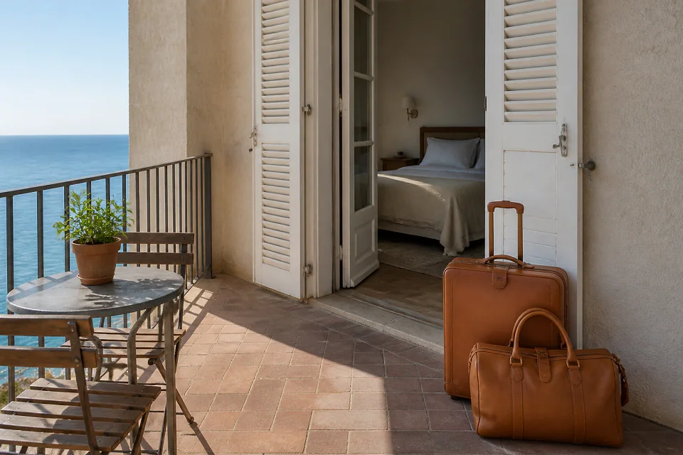 Bagages et hébergement pour un voyage de noces — illustration générée par IA