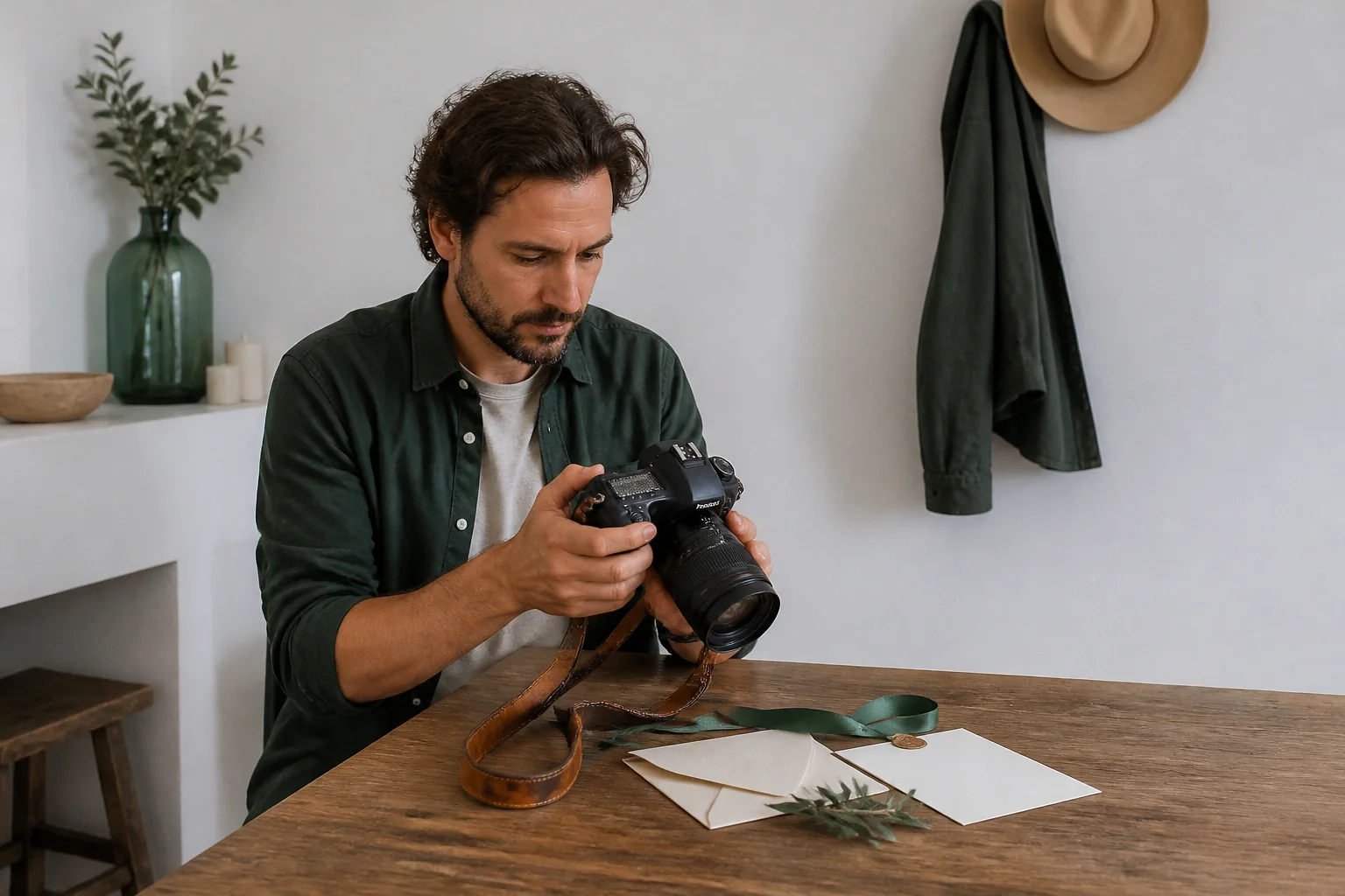 Appareil photo et accessoires de reportage de mariage — illustration générée par IA
