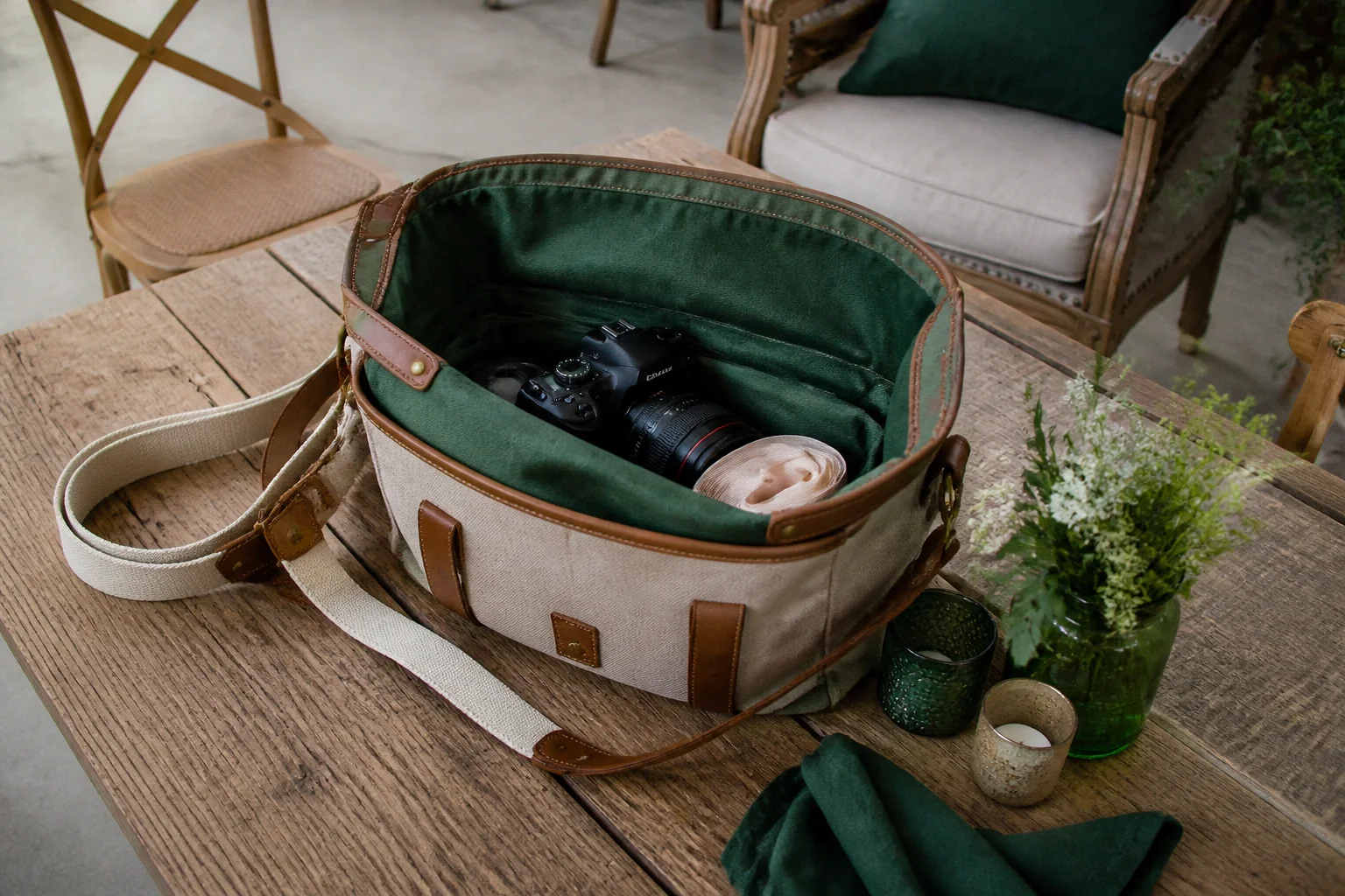 Appareil photo et accessoires de reportage de mariage — illustration générée par IA