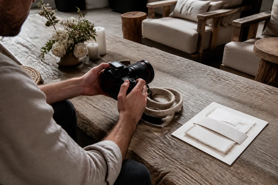 Appareil photo et accessoires de reportage de mariage — illustration générée par IA