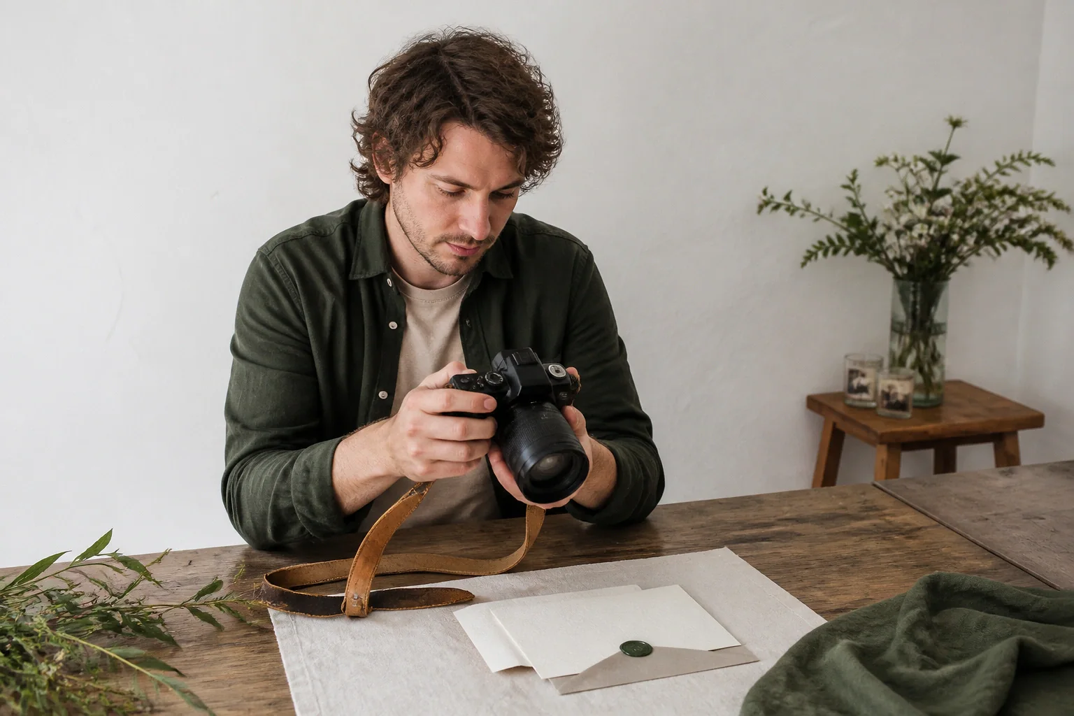 Appareil photo et accessoires de reportage de mariage — illustration générée par IA