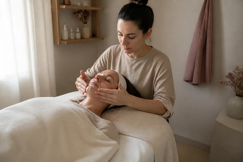 Préparation de soins esthétiques avant un mariage — illustration générée par IA