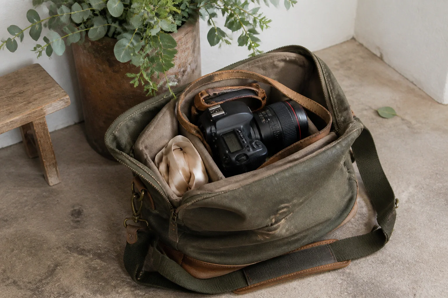 Appareil photo et accessoires de reportage de mariage — illustration générée par IA