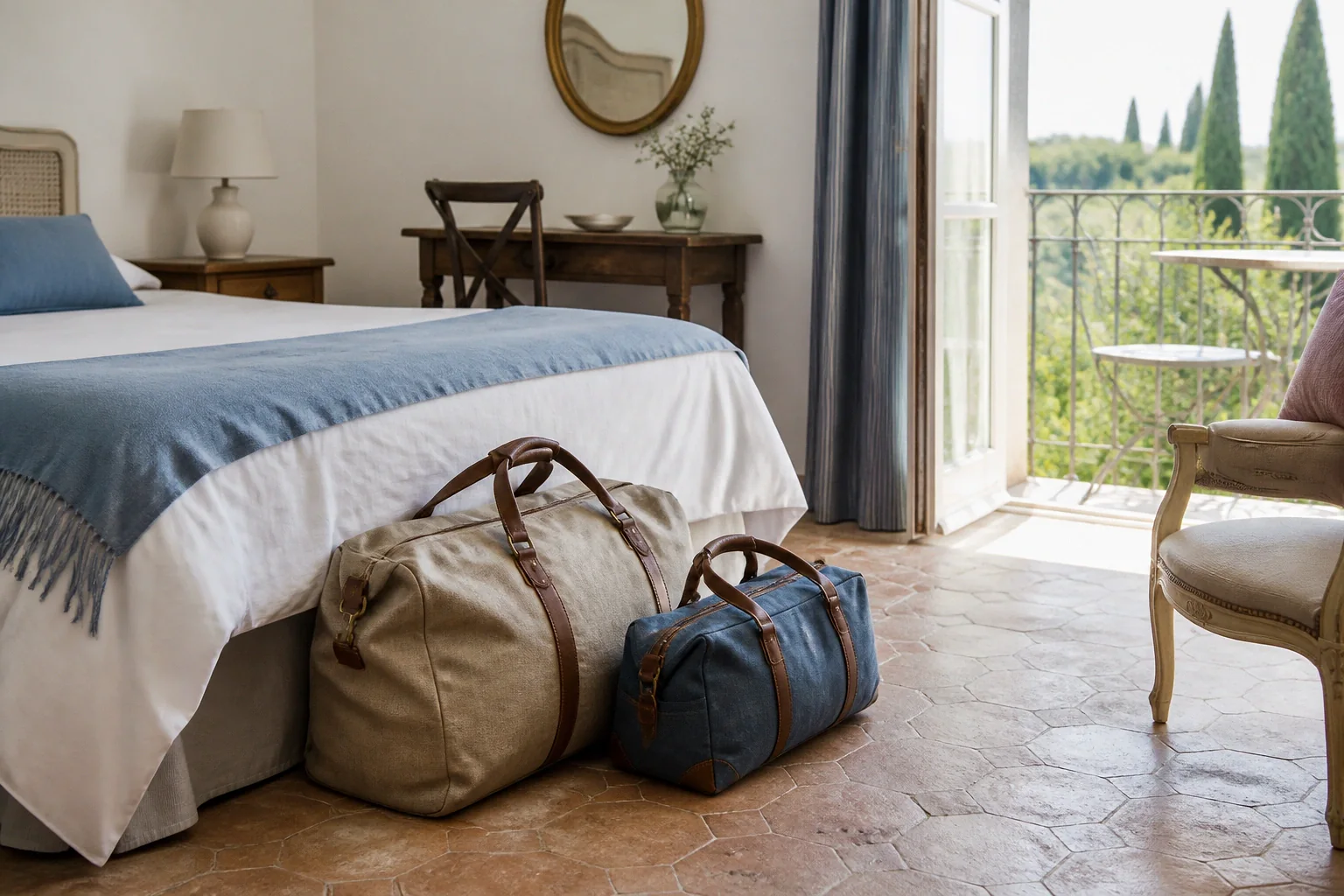 Bagages et hébergement pour un voyage de noces — illustration générée par IA