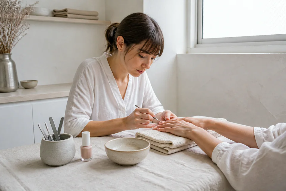 Préparation de soins esthétiques avant un mariage — illustration générée par IA