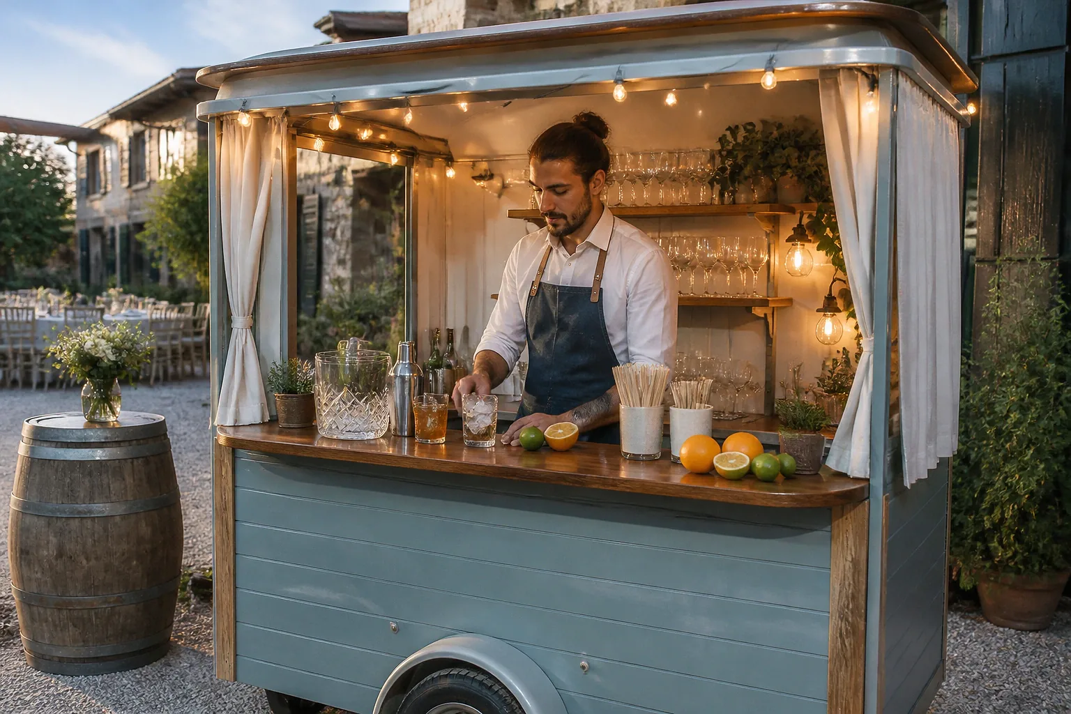 Service mobile de restauration pour une réception — illustration générée par IA