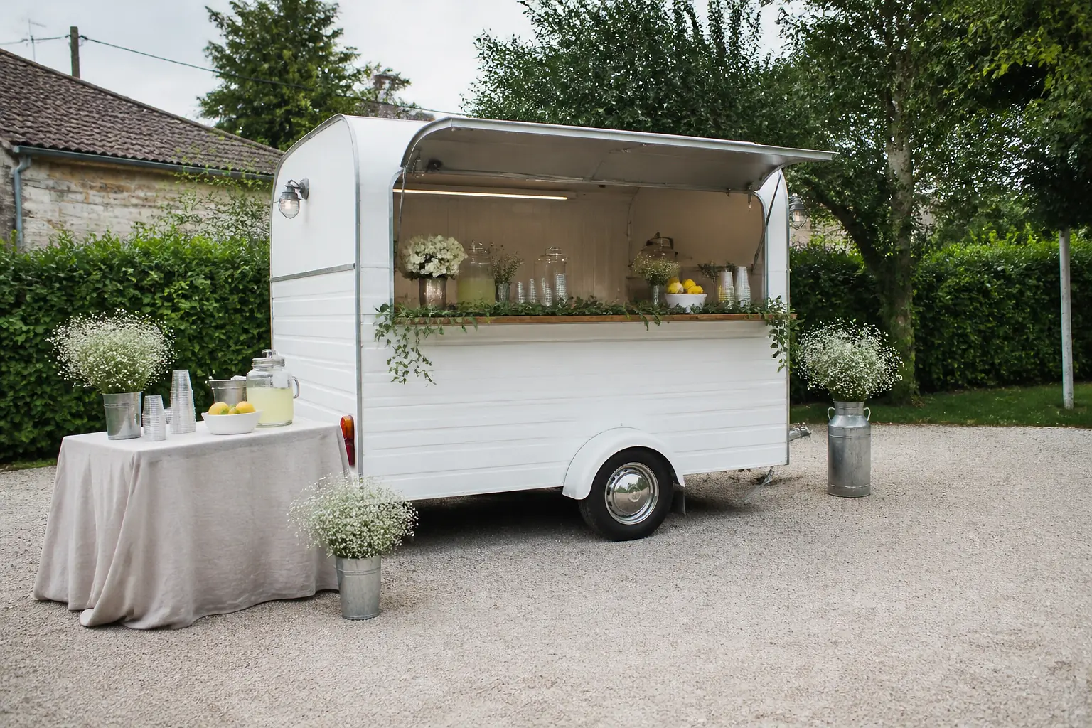 Service mobile de restauration pour une réception — illustration générée par IA
