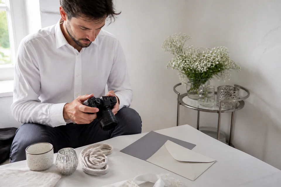 Appareil photo et accessoires de reportage de mariage — illustration générée par IA