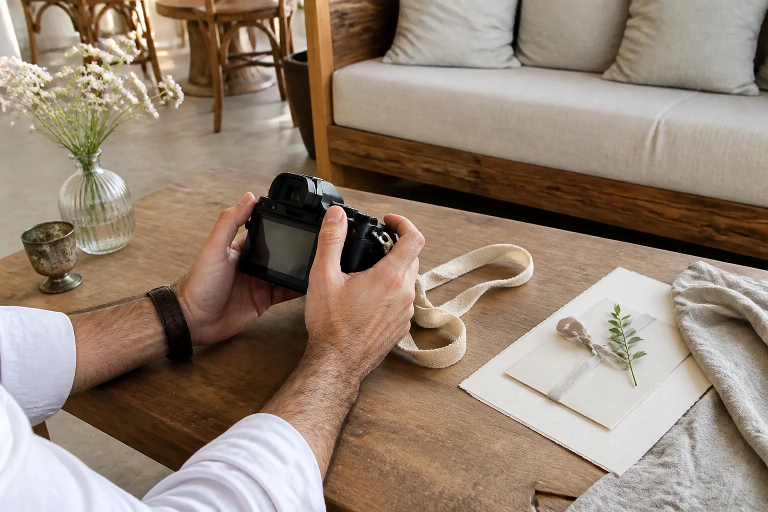 Appareil photo et accessoires de reportage de mariage — illustration générée par IA