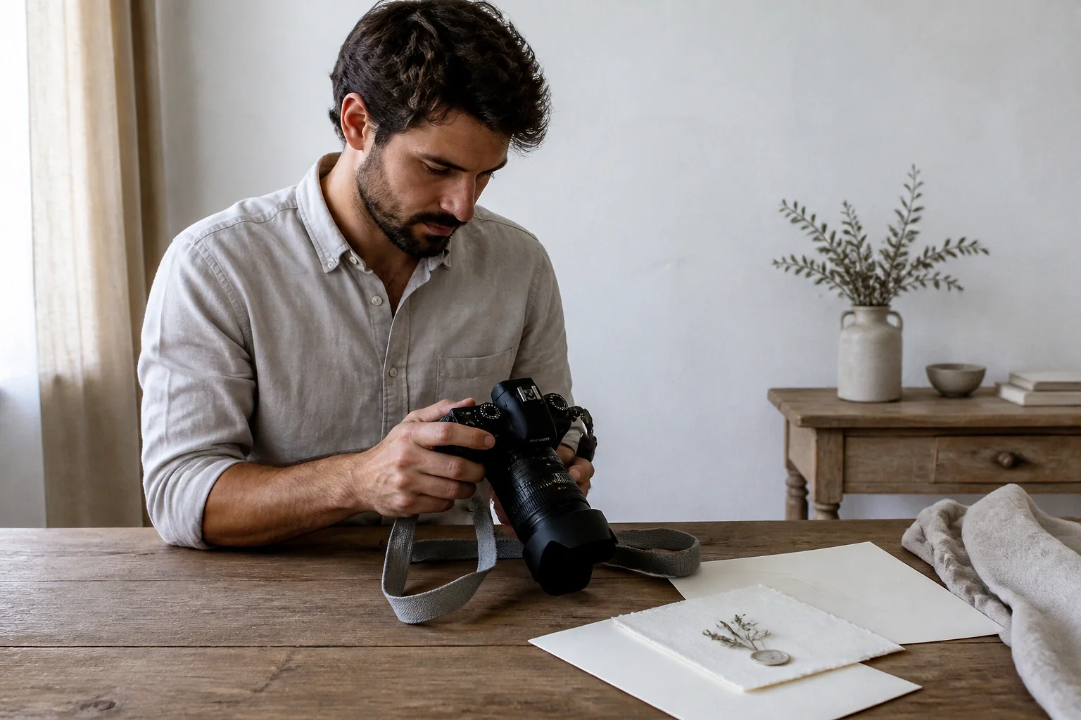 Appareil photo et accessoires de reportage de mariage — illustration générée par IA