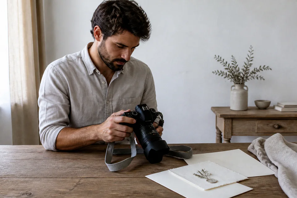 Appareil photo et accessoires de reportage de mariage — illustration générée par IA