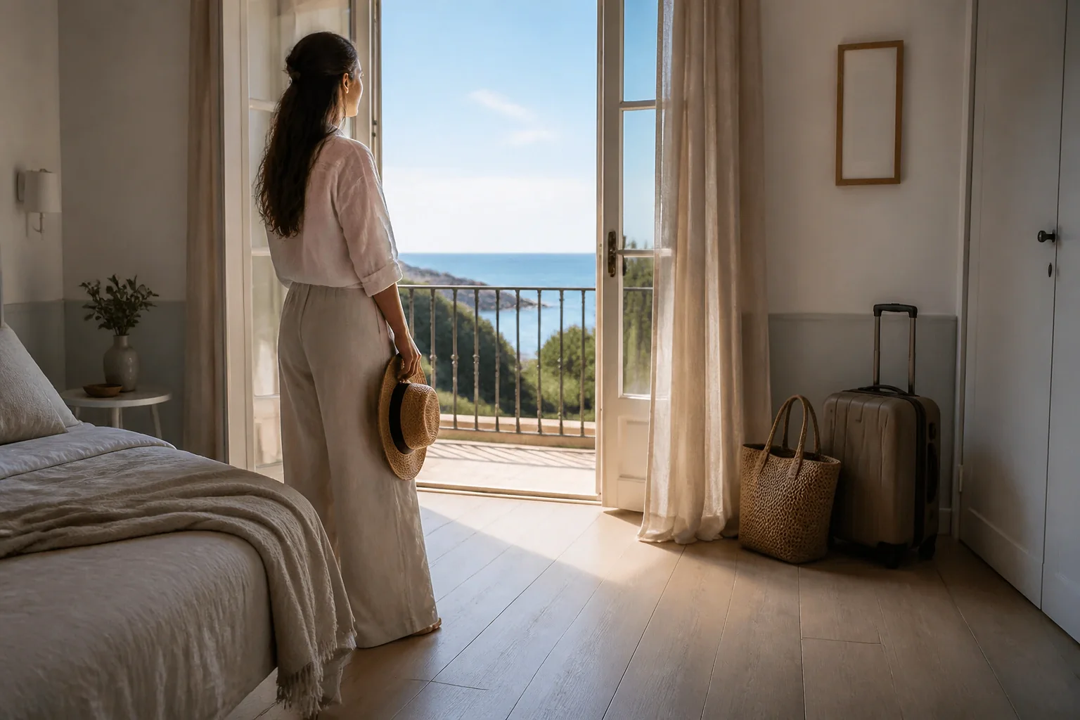 Bagages et hébergement pour un voyage de noces — illustration générée par IA