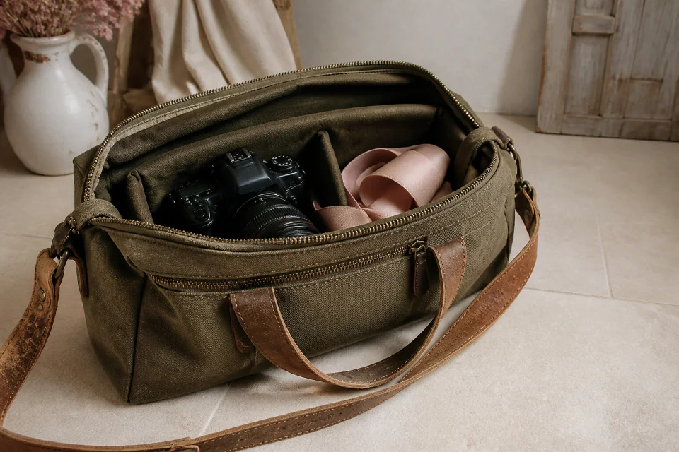 Appareil photo et accessoires de reportage de mariage — illustration générée par IA
