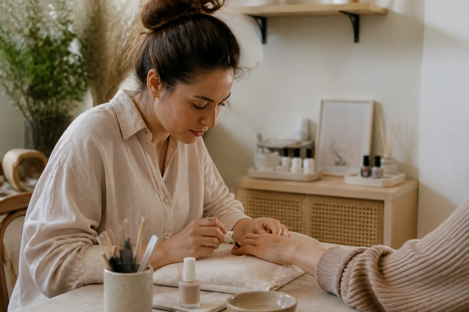 Préparation de soins esthétiques avant un mariage — illustration générée par IA