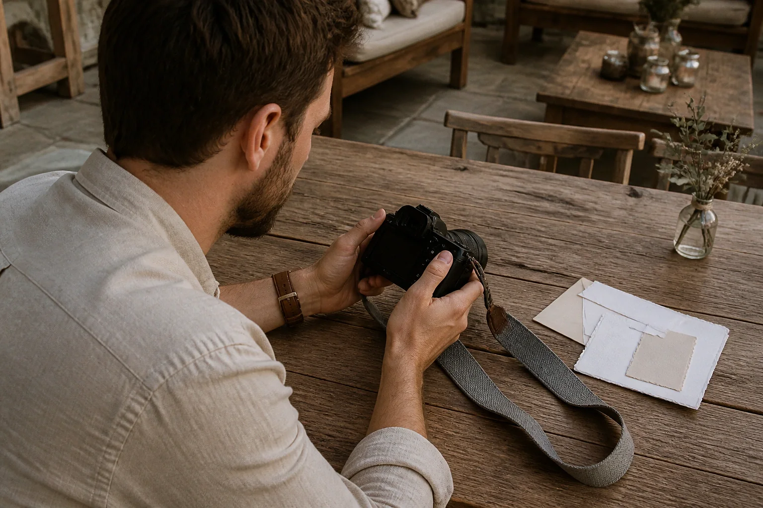 Appareil photo et accessoires de reportage de mariage — illustration générée par IA