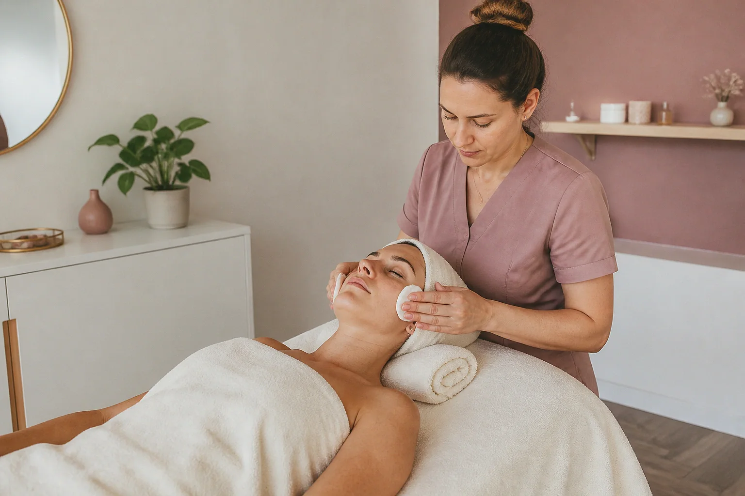 Préparation de soins esthétiques avant un mariage — illustration générée par IA