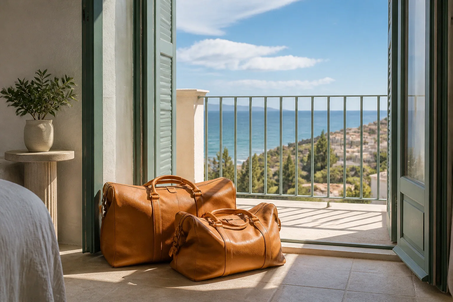 Bagages et hébergement pour un voyage de noces — illustration générée par IA