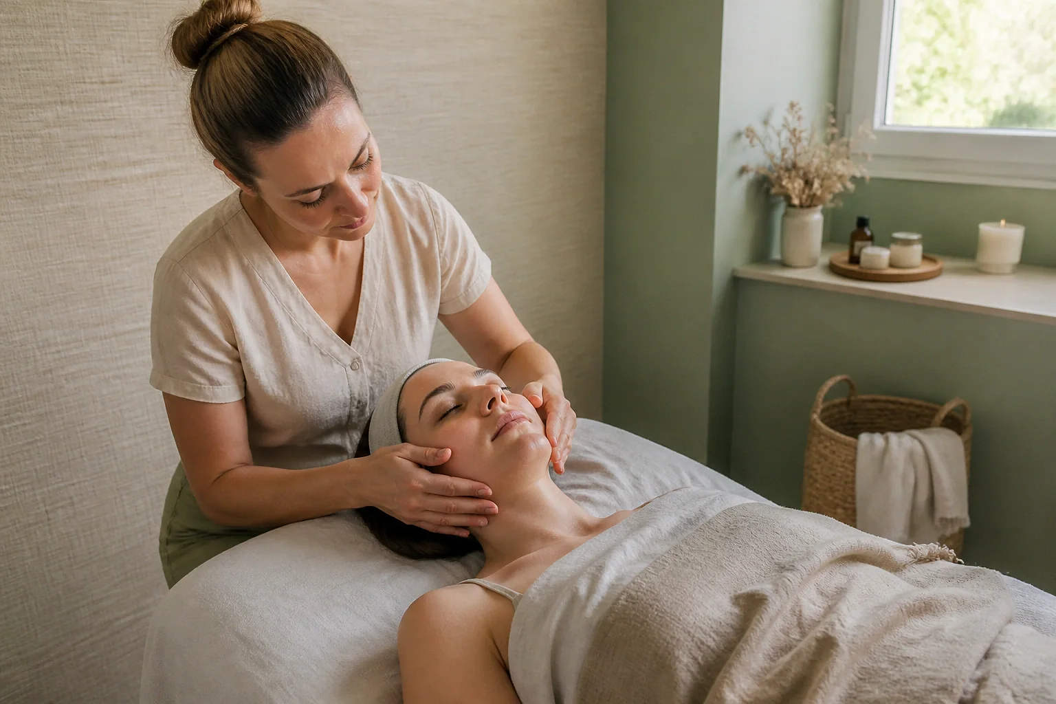 Préparation de soins esthétiques avant un mariage — illustration générée par IA