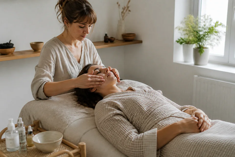 Préparation de soins esthétiques avant un mariage — illustration générée par IA