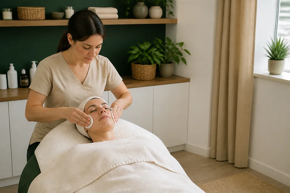 Préparation de soins esthétiques avant un mariage — illustration générée par IA