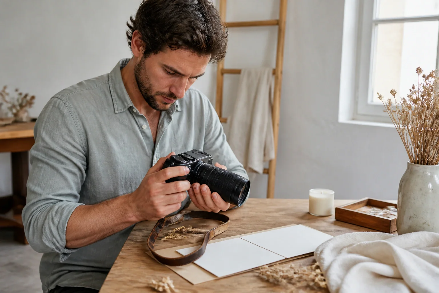 Appareil photo et accessoires de reportage de mariage — illustration générée par IA