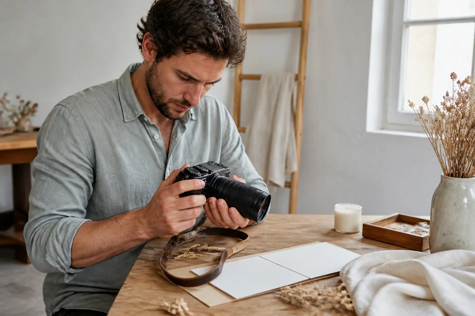 Appareil photo et accessoires de reportage de mariage — illustration générée par IA